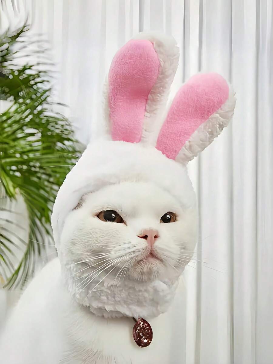 PETSIN 1 pièce Serre-tête de lapin de Pâques, costume de chaton, chapeau mignon d'oreilles de lapin avec design de Pâques - convient aux chiens et chats. Fabriqué en polyester doux. Idéal pour les séances photo et les cadeaux de Pâques, costume d'oreilles de lapin pour animaux de compagnie, serre-tête décoratif doux, chaud et confortable pour animaux de compagnie