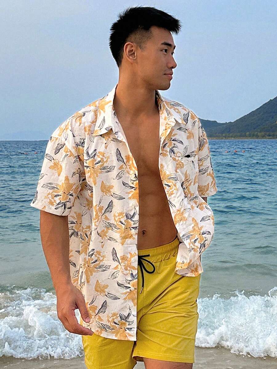 DAZY Summer Multi-Color Floral All Over Print Men's Beach/Holiday Shirt