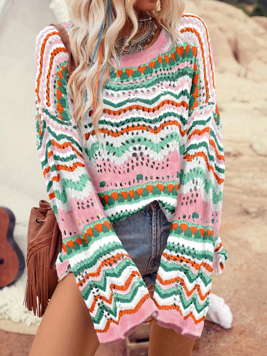 LanaWest Maglione girocollo a maniche lunghe, di moda per le vacanze, adatto per la primavera e l'autunno