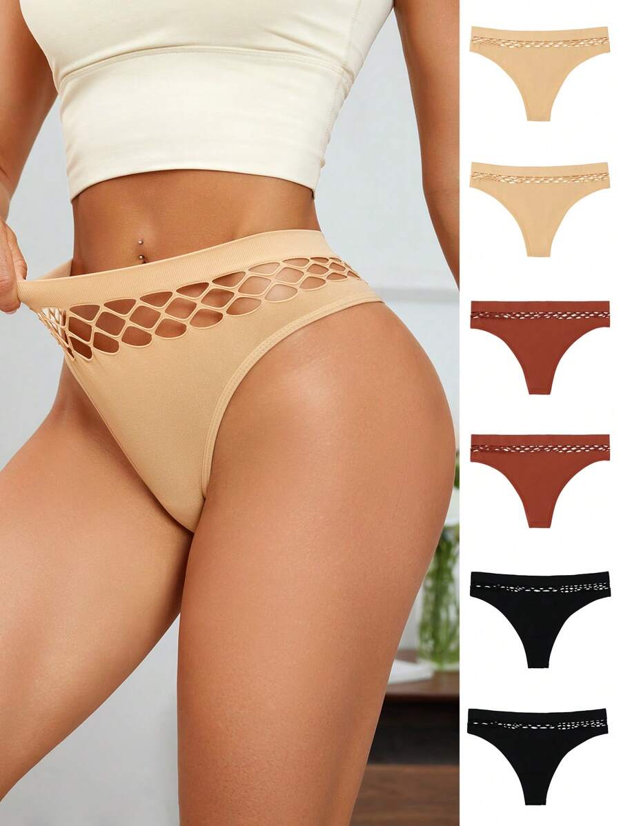 SHEIN paquete de 6 bragas tipo tanga sin costuras para mujer, de moda para el verano