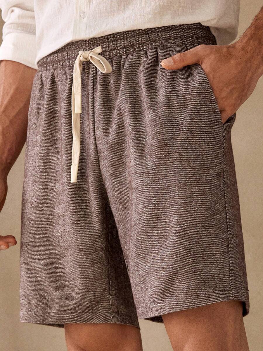 Manfinity ModaGents Pantalones cortos rectos de cintura media con cordón y tejido jacquard casual para hombre
