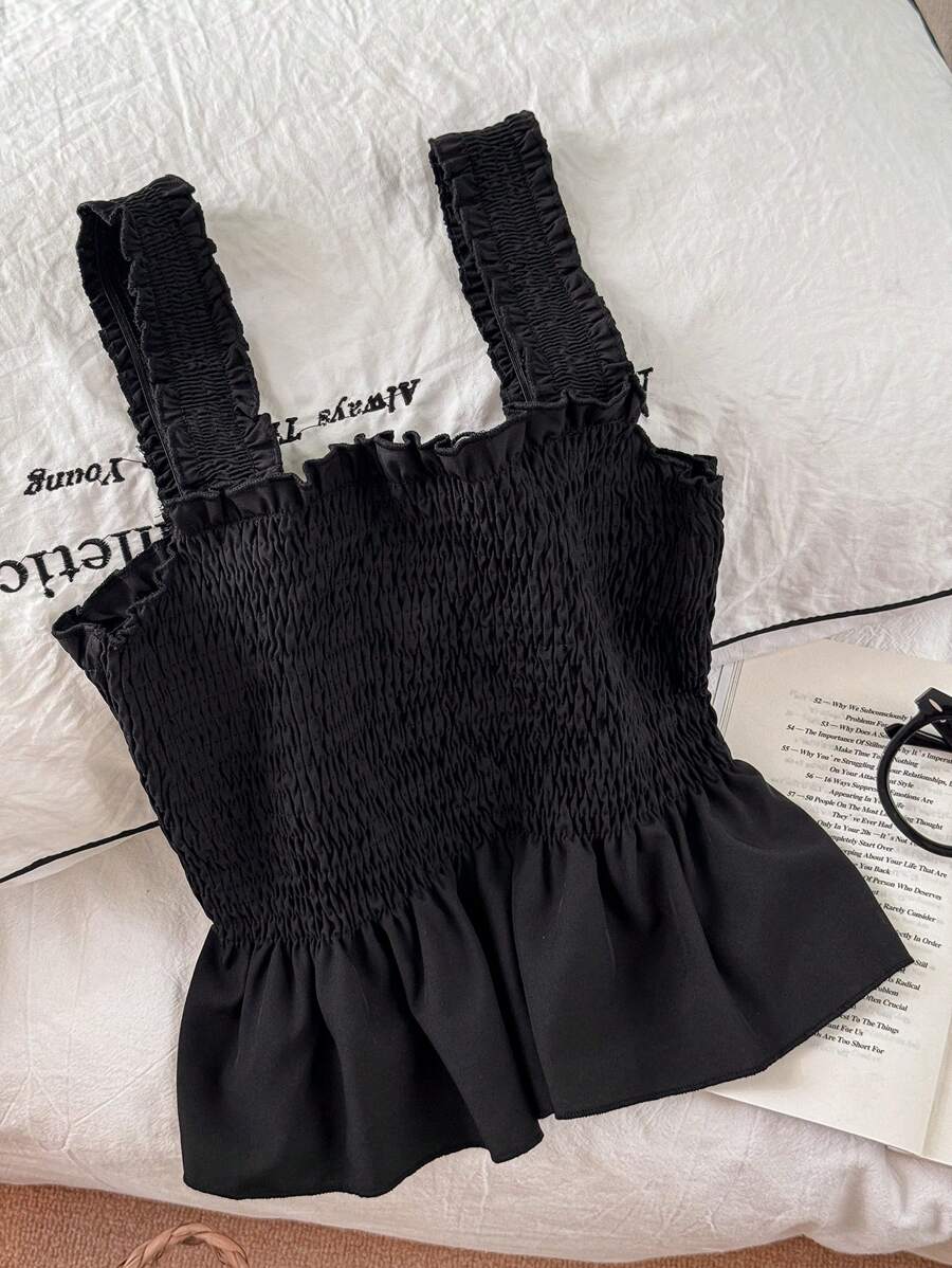 WESTFADE Young 3pcs Girls Ribbed Striped Cropped Camisole, Match With Mom, Casual All-Match Versatile Black & White Camisoles For Daily Outings