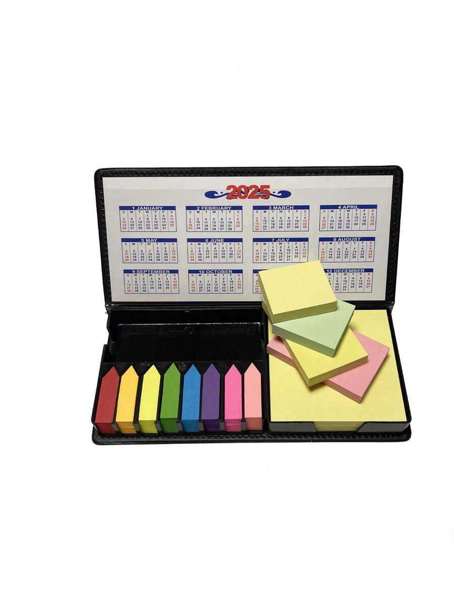 SHEIN 1pc Pages Of Multicolor Sticky Note Set With Faux Leather Packing , 2025 Calendar & More