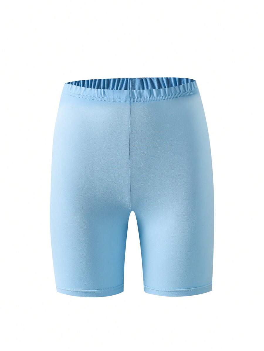 SHEIN Jambiere scurte pentru fete tinere, albastru deschis, uni, confort minimalist