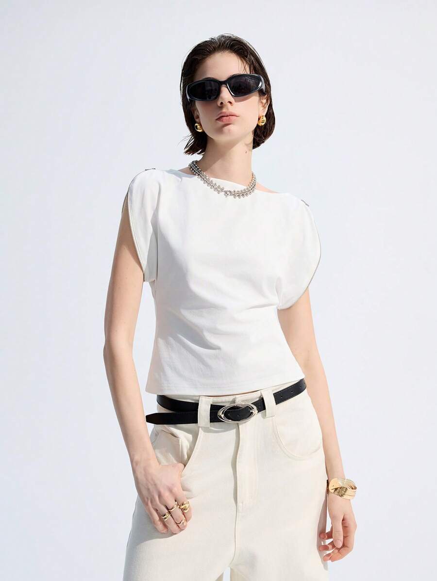 LYSMO Top asimmetrico intrecciato in stile estivo per donne