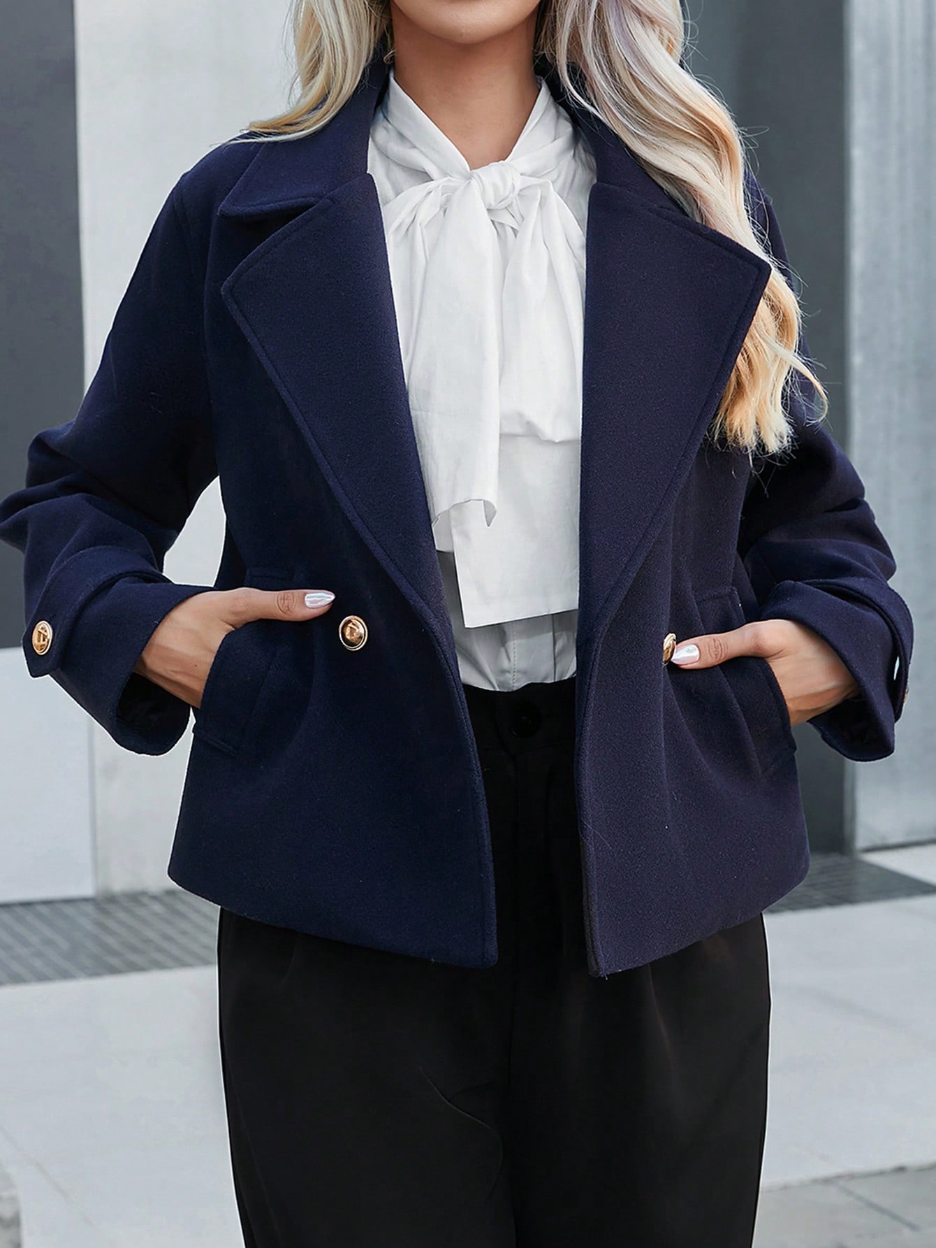 Aveloria Modichic Casual effen overjas met omslagkraag voor herfst en winter