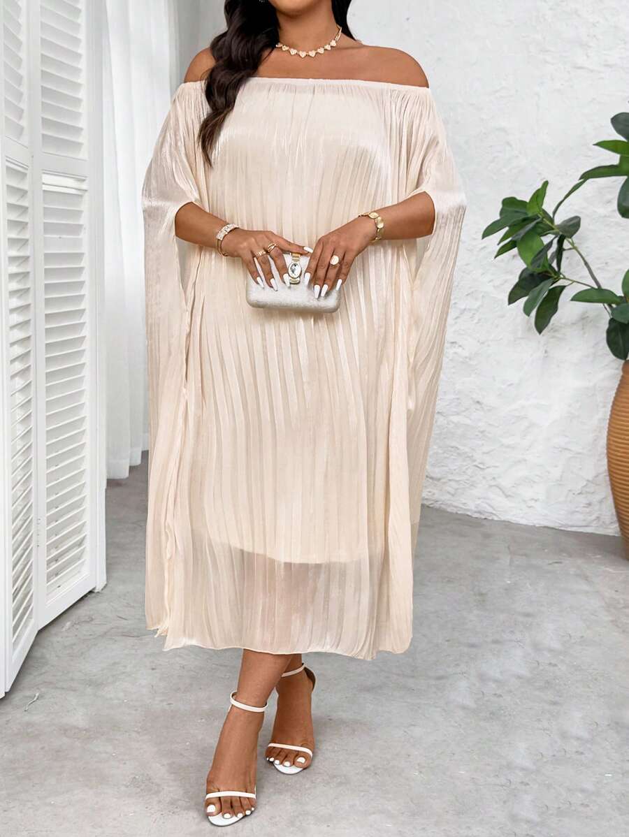 SHEIN Clasi Set da 2 pezzi con vestito monospalla tinta unita e soprabito, taglie grandi