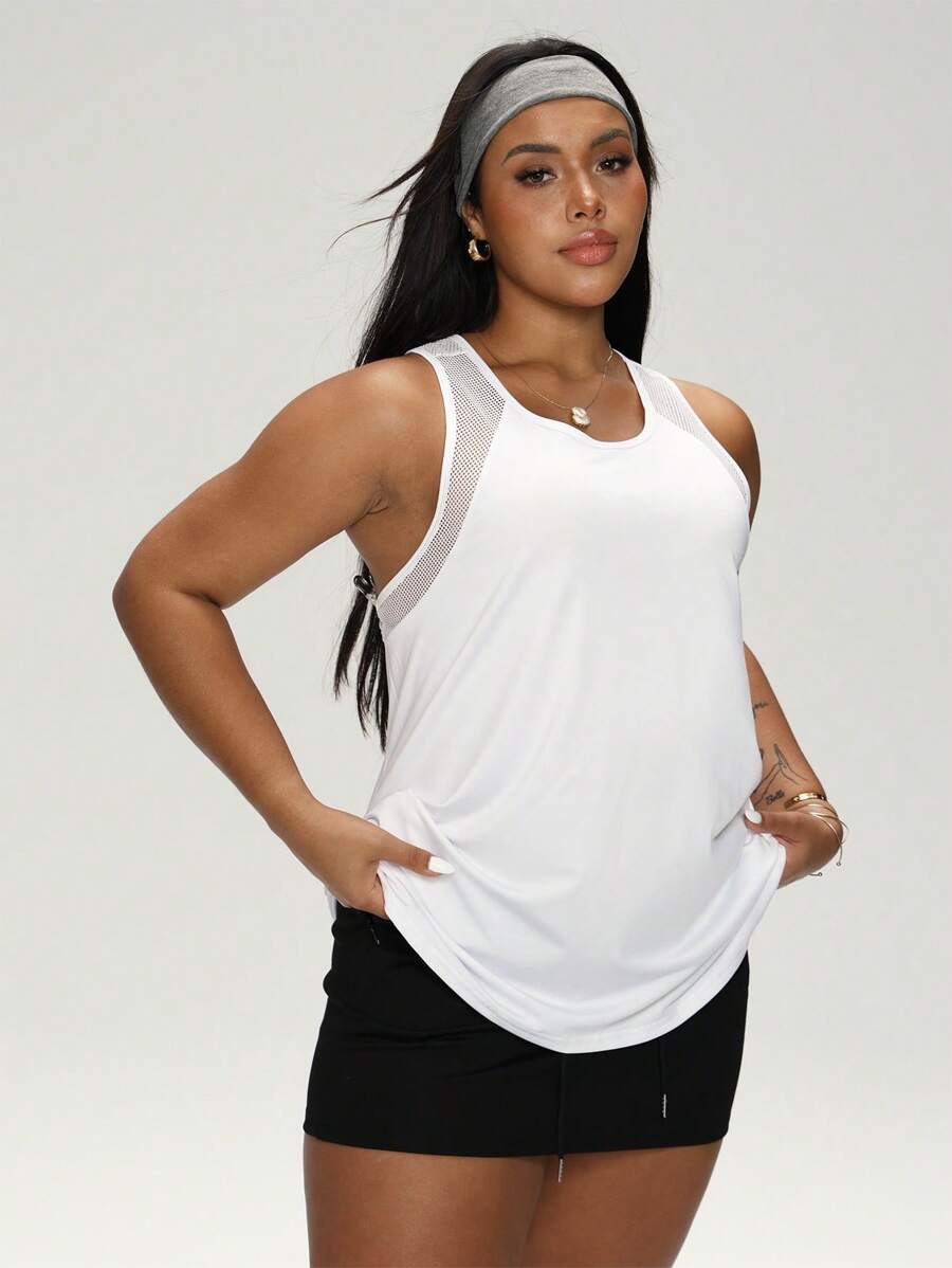 Rhythm Era Große Größen lässiges, einfaches Ausschnitt-Sport-Tank Top