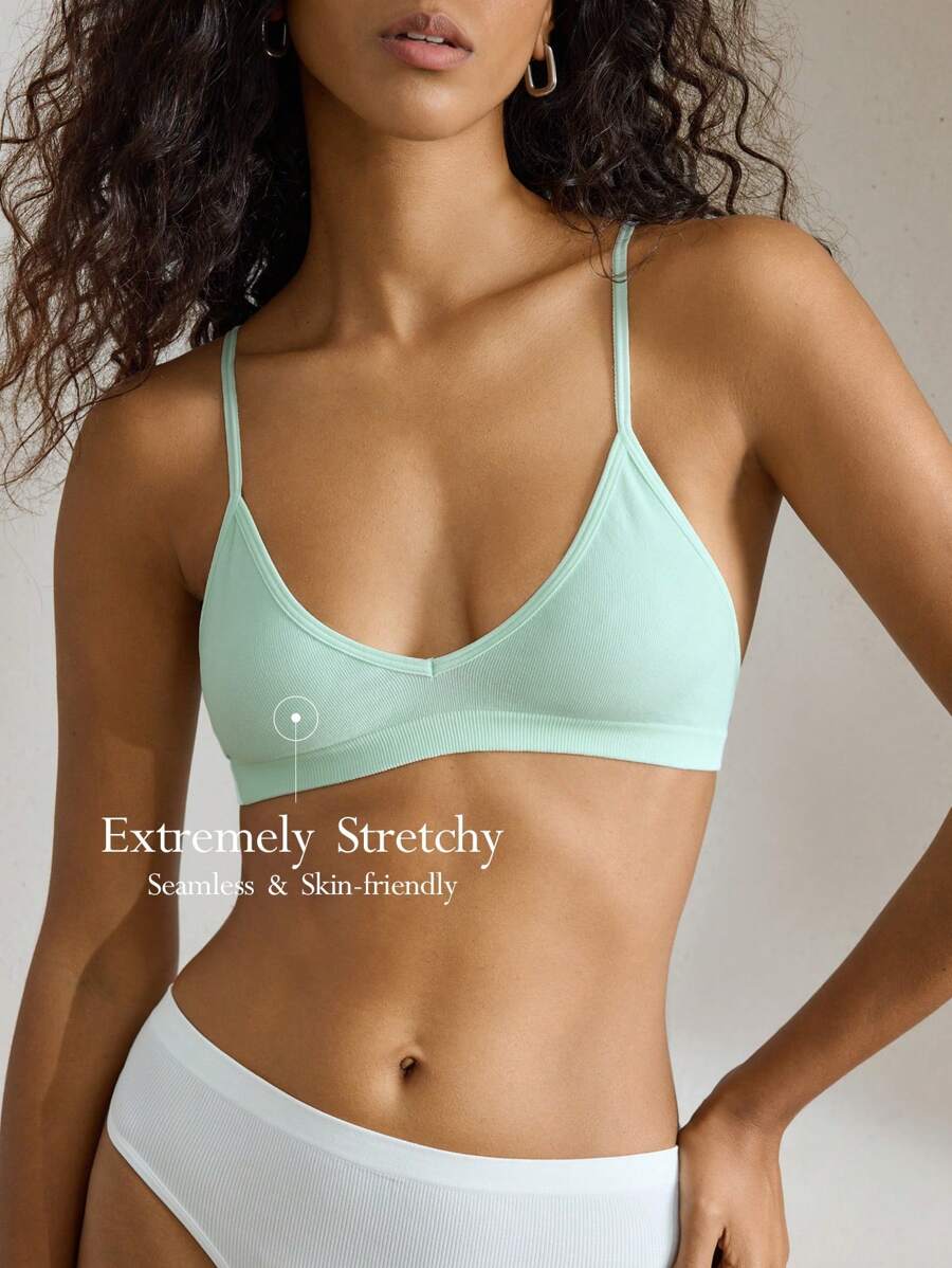 Ocili Ocili Camiseta sin costuras y elástica de punto sin aro para mujeres