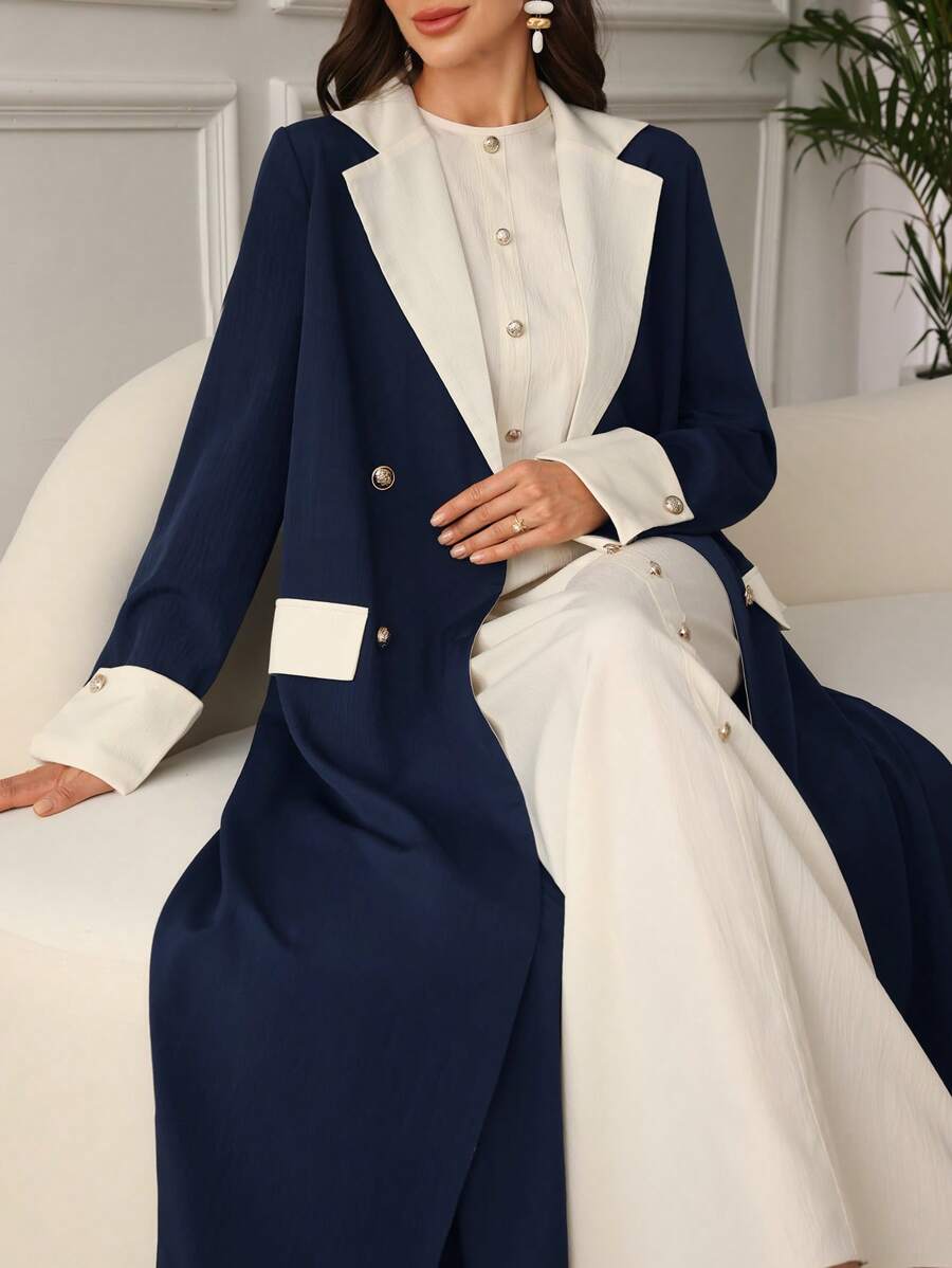 SHEIN Najma Ensemble cardigan ample à col large décontracté et simple, et débardeur rond unicolore, pour femmes, pudique
