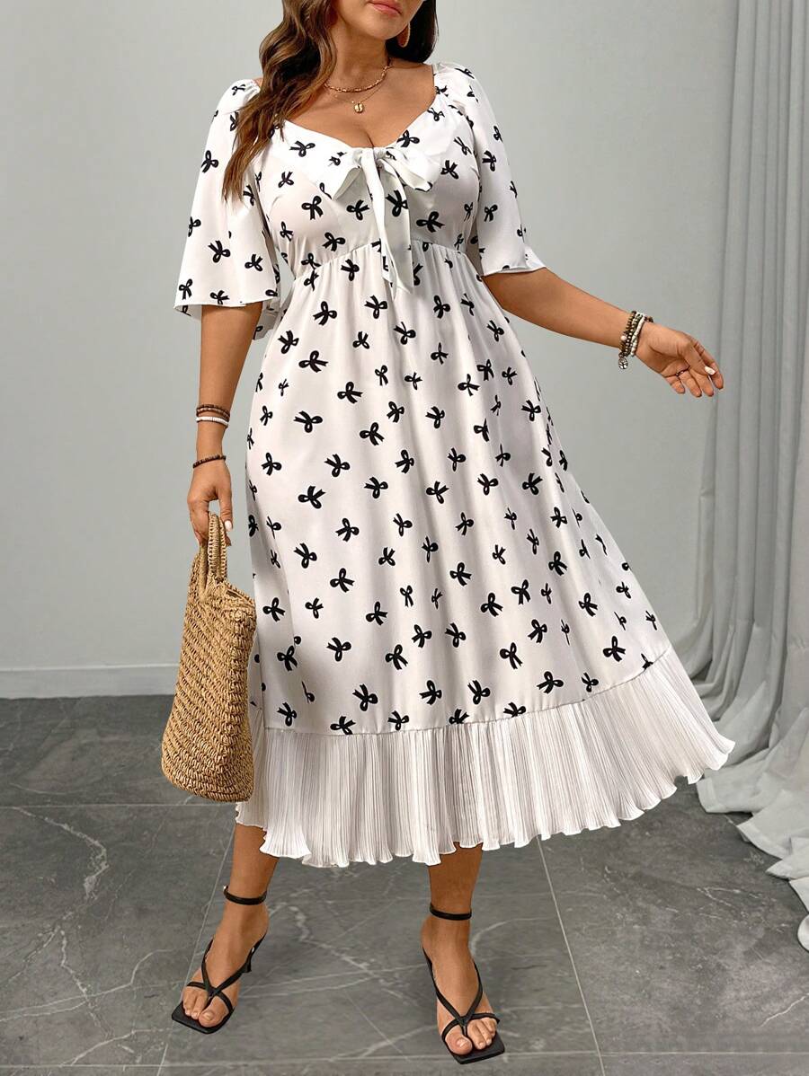 Celure Vestito oversize a maniche corte con fessure e ampia gonna