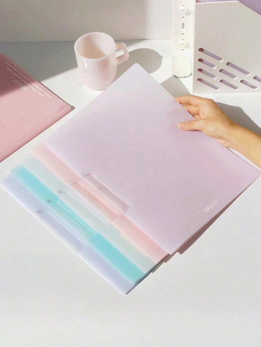 SHEIN 1pc Faux Jade Colored File Folder, A4 Pull Rod Clip Swing Clip PP Information Folder Back To School,Back To School,School Supplies