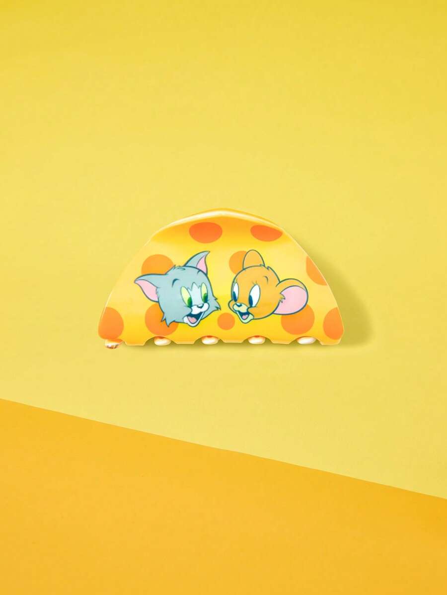 TOM & JERRY X SHEIN 1 pièce Clip à cheveux à mâchoire de mode avec imprimé souris et fromage, décoration de bande dessinée