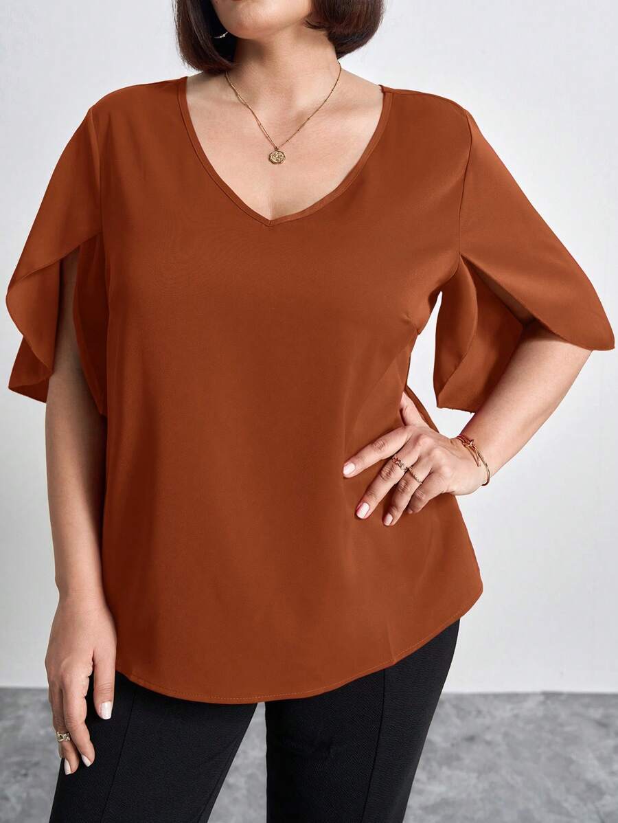 Chikora Blusa de manga corta y cuello en V con estampado de corazones rojos todo sobre, diseño minimalista, de uso diario y para citas y fiestas del Día de San Valentín, ideal para oficina, tallas grandes para mujer