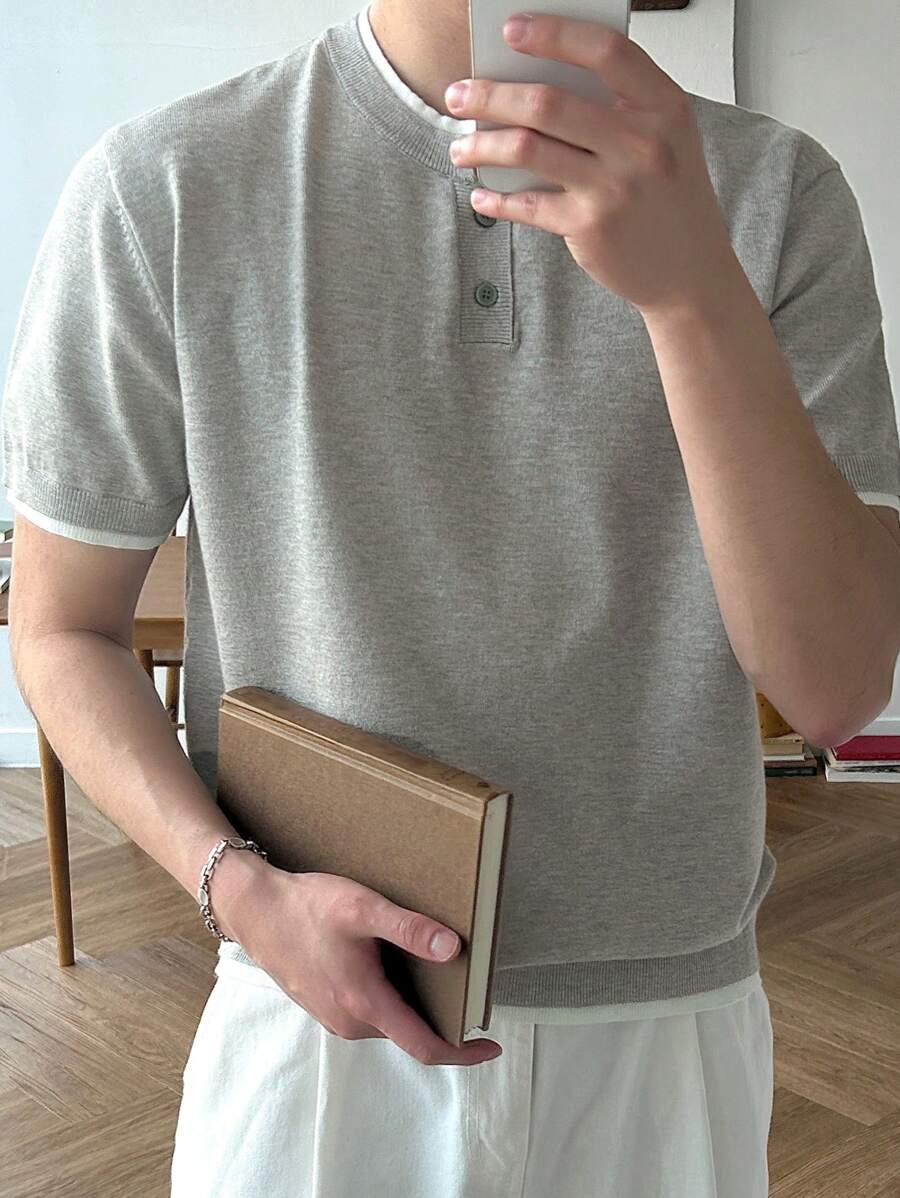 DAZY 1 pieza Suéter ligero para hombre 2 en 1 de punto para verano