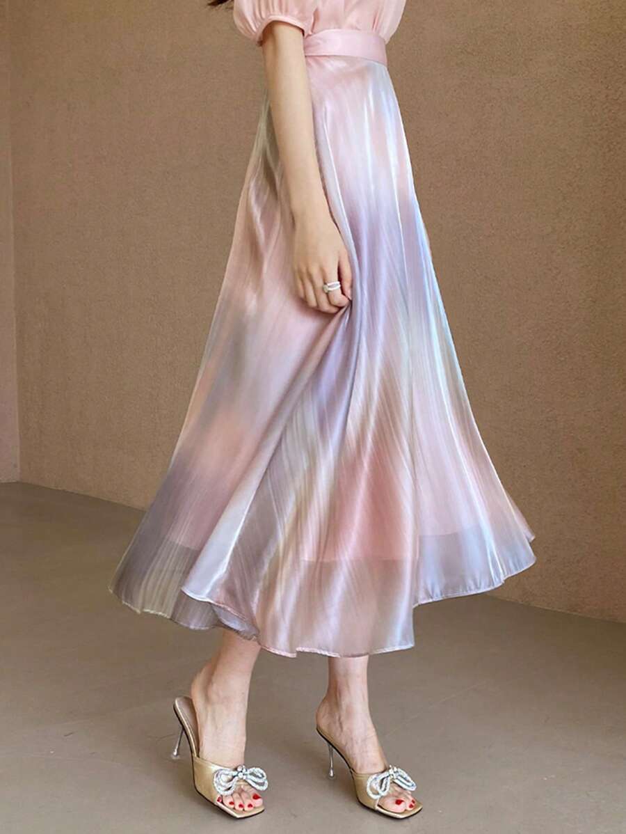 DAZY Ombre Color A-Line Long Elegant Women Summer Skirt