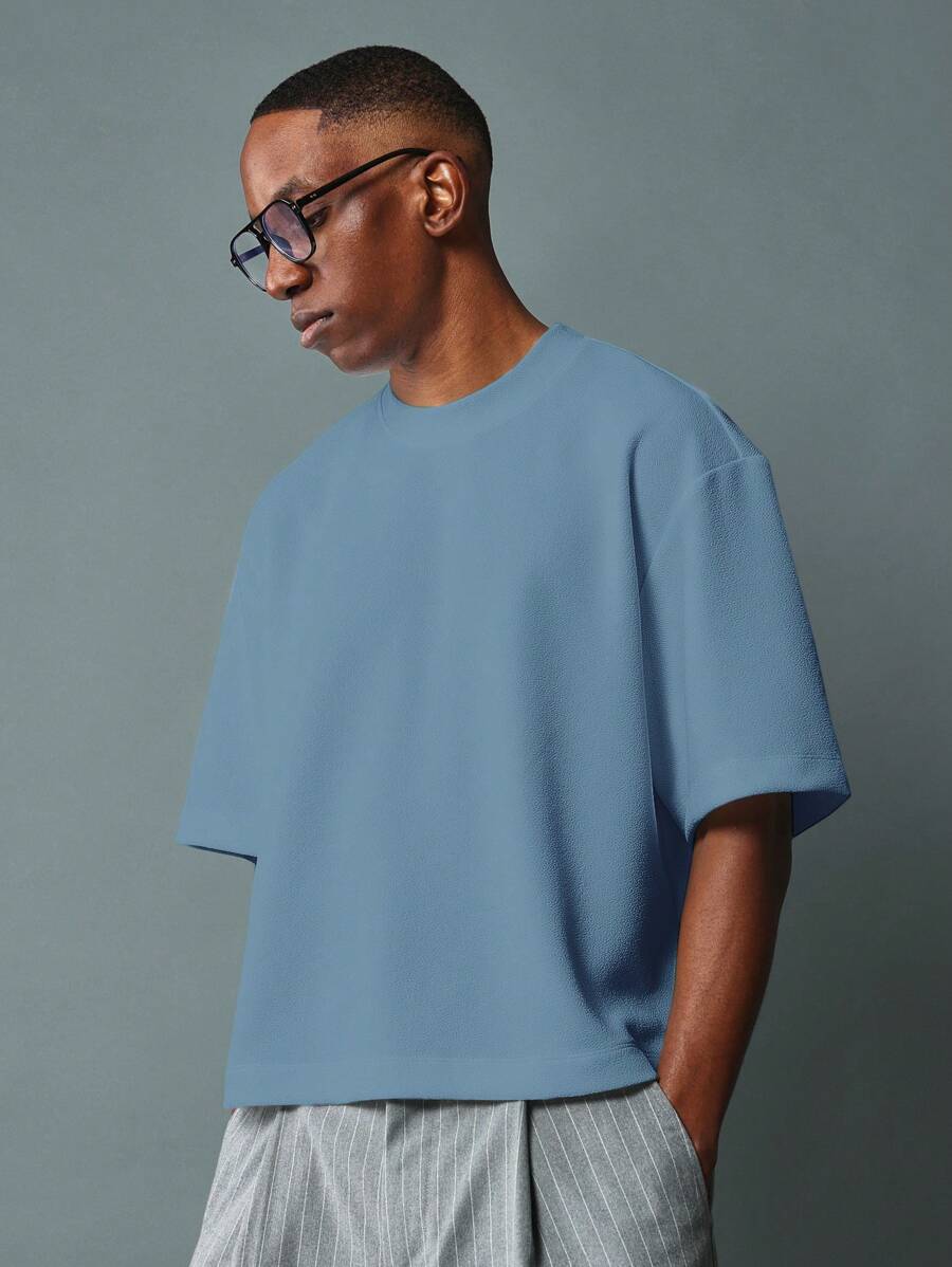 SUMWON Oversized Drop Shoulder Premium Jersey T-Shirt Athletic Boxy Cut Modern Streetwear Essential Summer Top Classic Athleisure Short Sleeve Basic