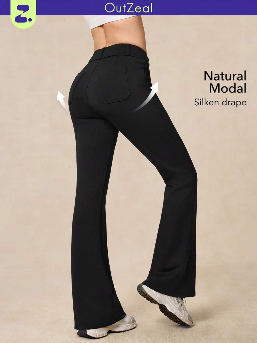 OutZeal Pantaloni a vita alta a zampa da donna con modello morbido, pantaloni da indossare tutto il giorno