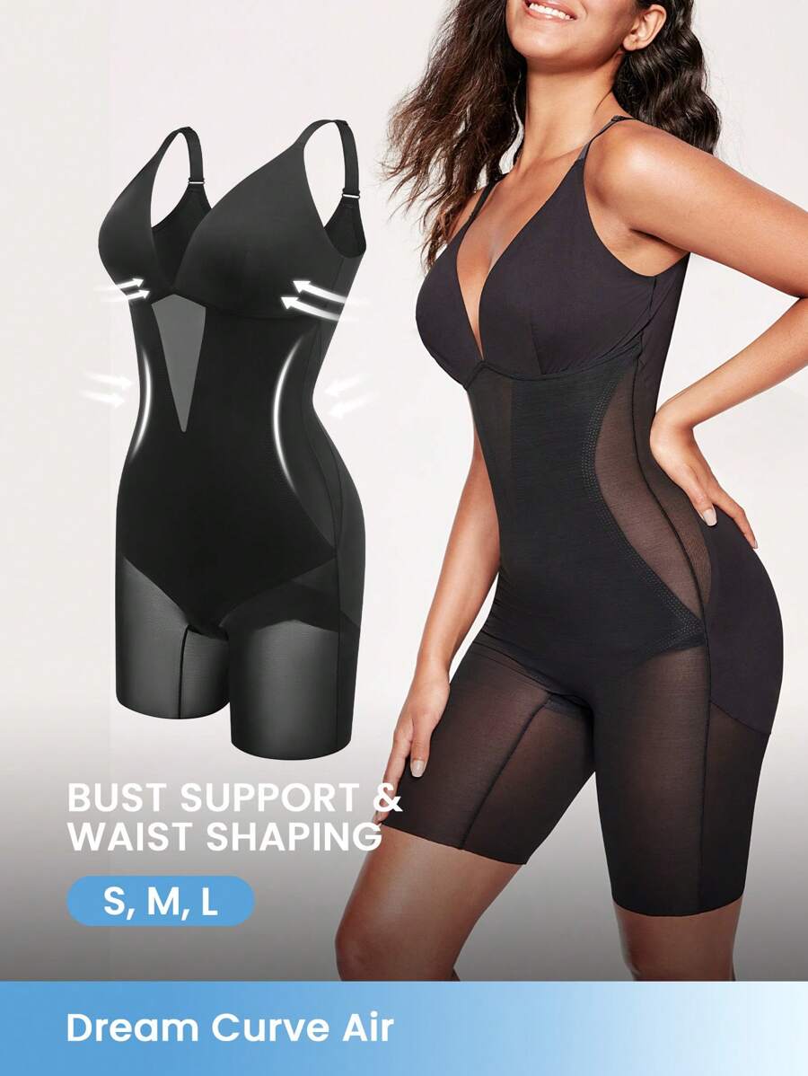 LUVLETTE Breathable Seamless Smoothing Shaping Waist Training Butt Lifting Tummy Control Backless Deep V-Neck Shapewear Bodysuit