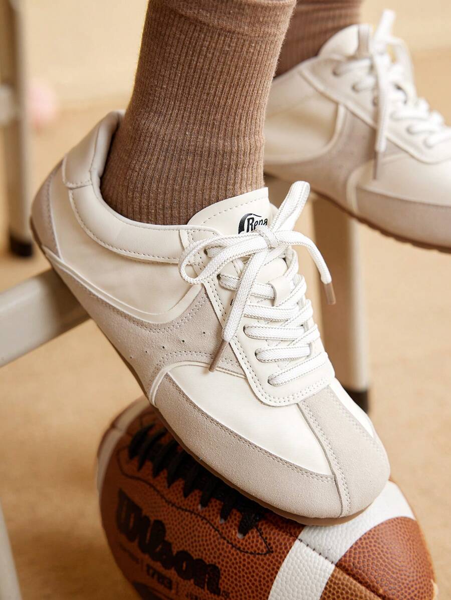 CUCCOO EASI Tênis Casuais Femininos, Sapatos de Sola Grossa Branca, Sapatos Esportivos Planos