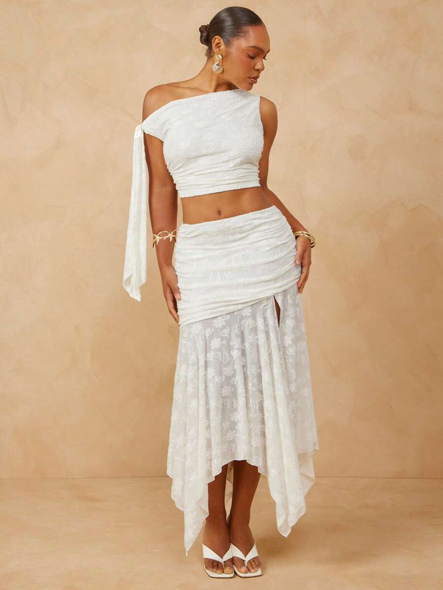 L'Amorae Gonna estiva con spacchetto, lavorazione a maglia, stampa floreale, adatta a taglie comode per occasioni di matrimonio e vacanza