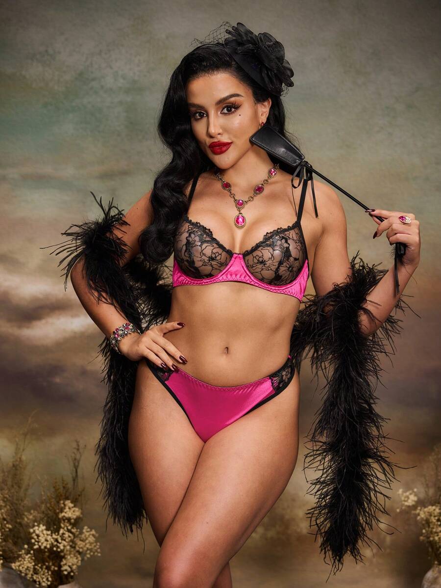 PinupGlam Conjunto de lencería retro y sexy para mujer