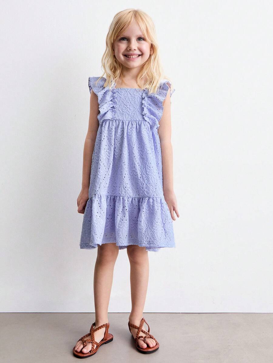 THE HAPPY LOOK Young Girls Summer Embroidered Ruffle Hem Boho Style Dresses