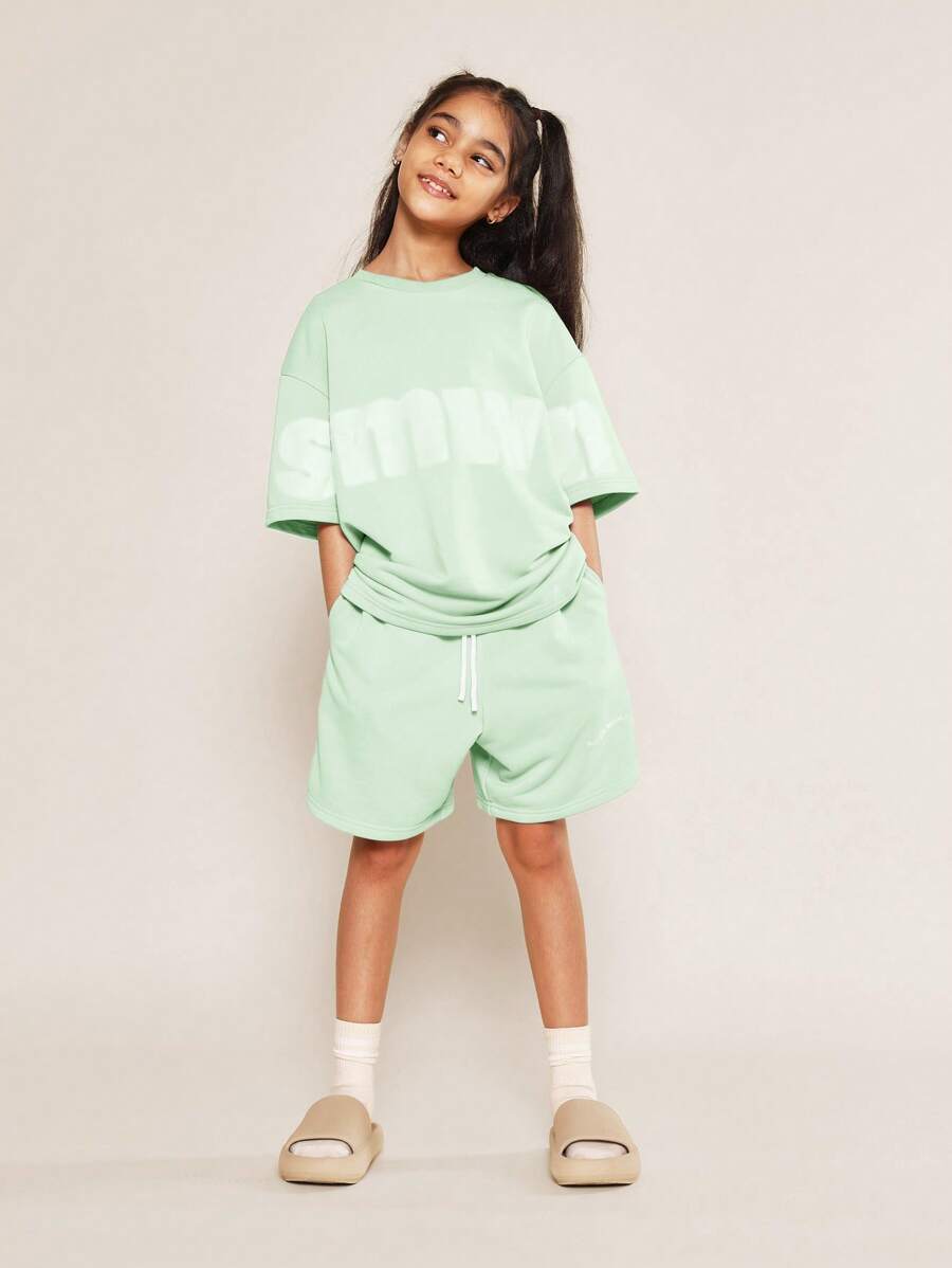 SUMWON Summer Loungewear Co-Ord Set Short Sleeve Tee With Matching Jersey Shorts Holiday Sports Training Comfort Athletic Wear