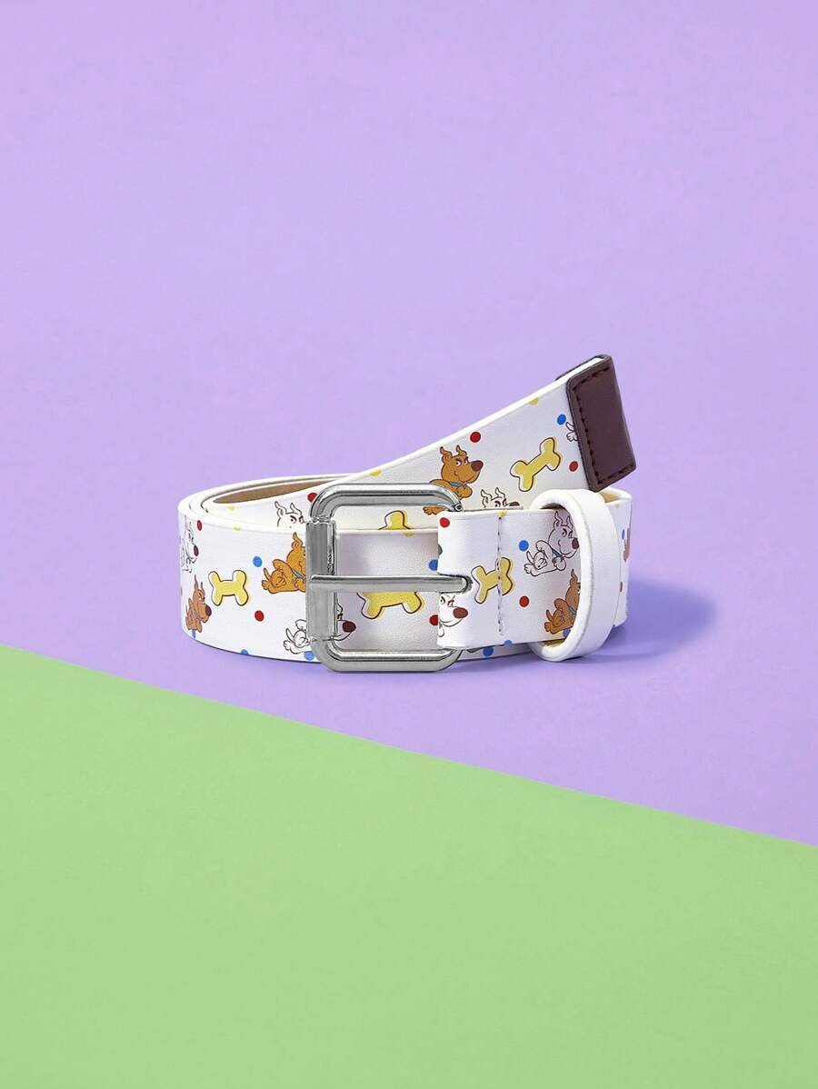 SCOOBY-DOO X SHEIN 1 Stück Damen Mode Hund & Knochen Motiv PU Leder Gürtel