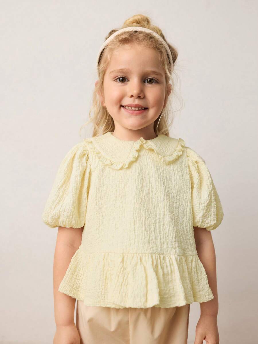 Maija Kids Maija Kids Camisa holgada y casual con mangas abullonadas y cuello de Peter Pan