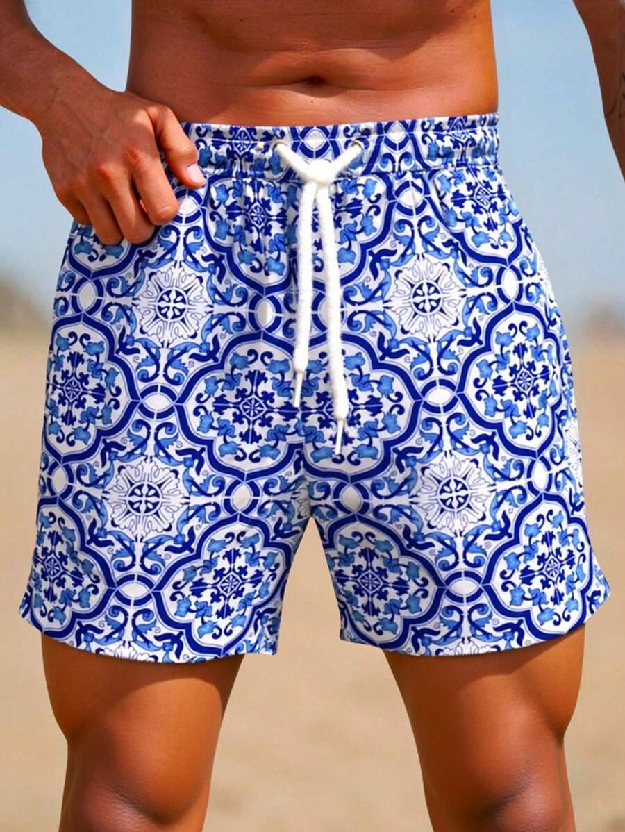 Manfinity Swimmode Men's Floral Print Casual Beach Shorts Men Swim Trunks BeachModeOn