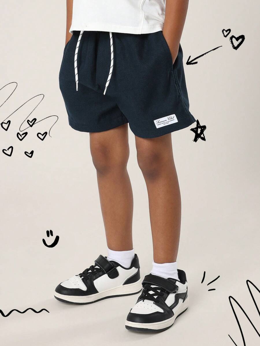 SUMWON Jugendliche Shorts aus Leinenoptik mit Zugband, Premium Sommer Athletik Sport Spielplatz Lässig Komfort Gummibund Jungen Schuluniform Urlaubs Freizeitkleidung
