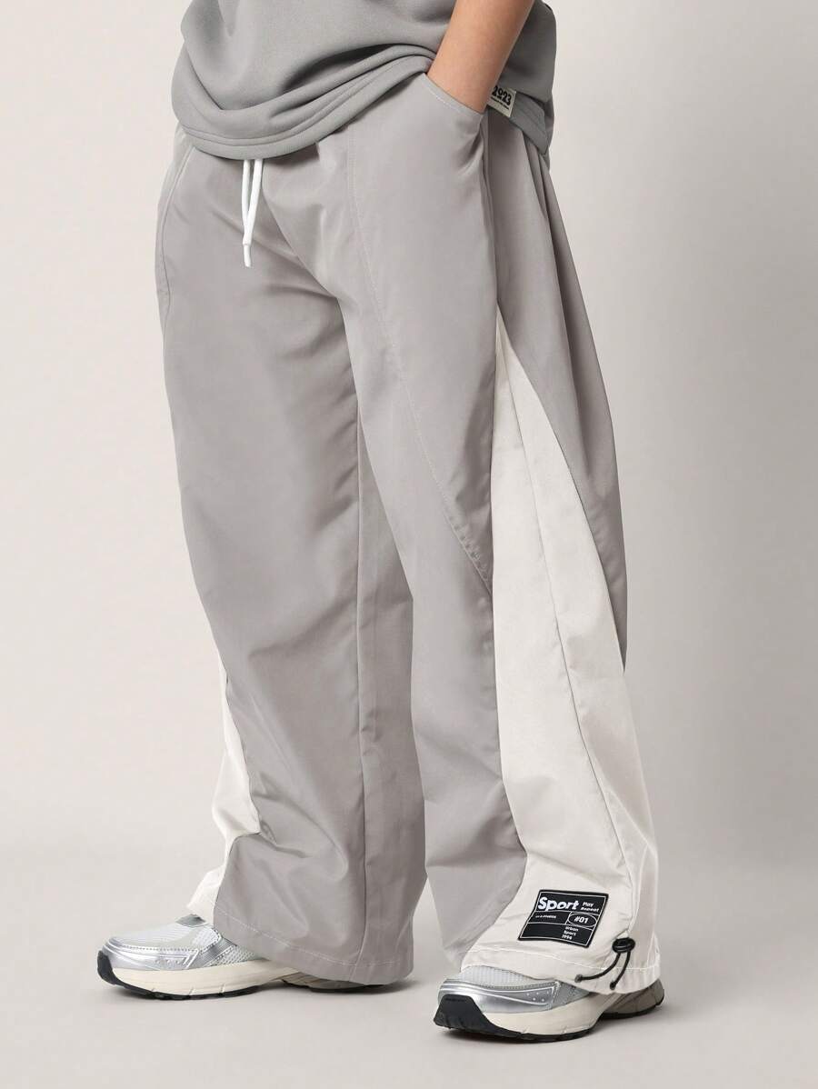 SUMWON Youth Athletic Track Pants Performance Sport Bottoms Side Panel Design Drawstring Waist Double Pull Cord Cinch Ankle Fall Winter Training Wear