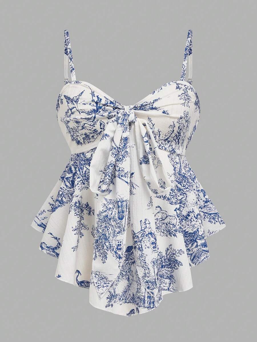 Chiquease Women's Textured Print Fitted Camisole, Elegant For Vacation, Commute, And Daily Wear