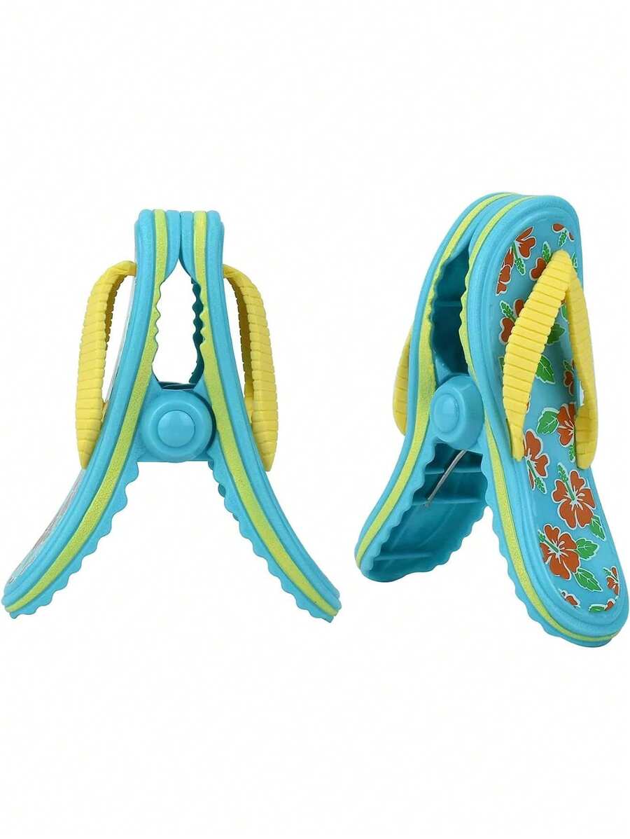 SHEIN 1pc/2pcs Flip-Flop Beach Towel Clips For Chair Jumbo Size Plastic Clothes Pegs For Pool Lounger Secure Clips For Beach Chairs