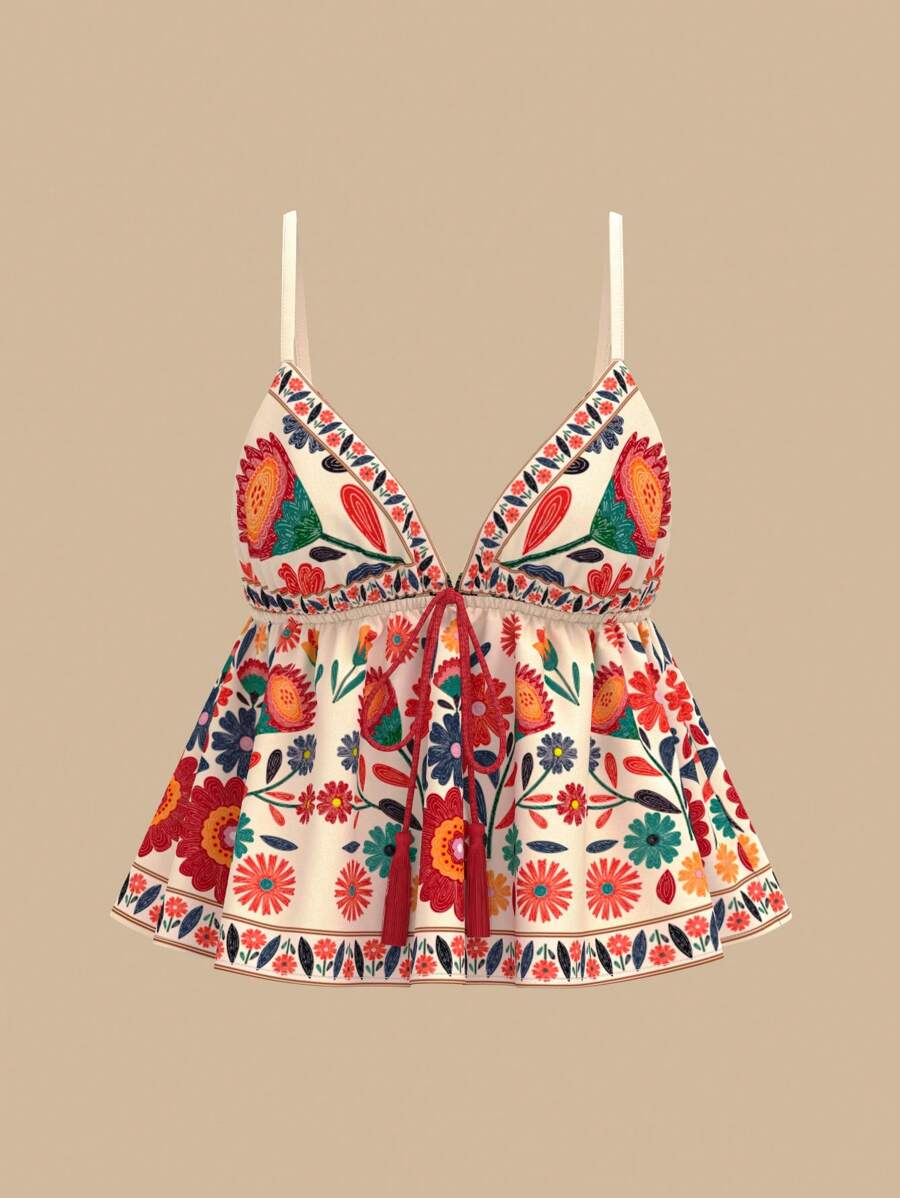 Travachic Regata Estampada Floral Tecida, Moda para o Verão