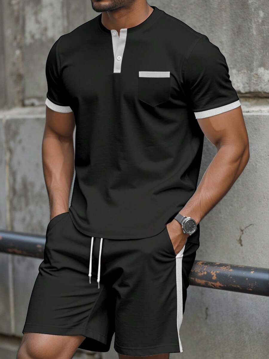 Manfinity Homme Set Polo Shirt Colorblock, minimalista e alla moda, adatto per l'estate