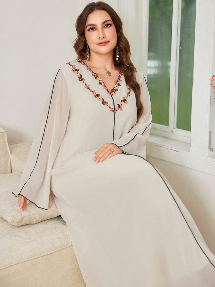 Al Najma Vestido de encaje y gasa en talla grande para mujer