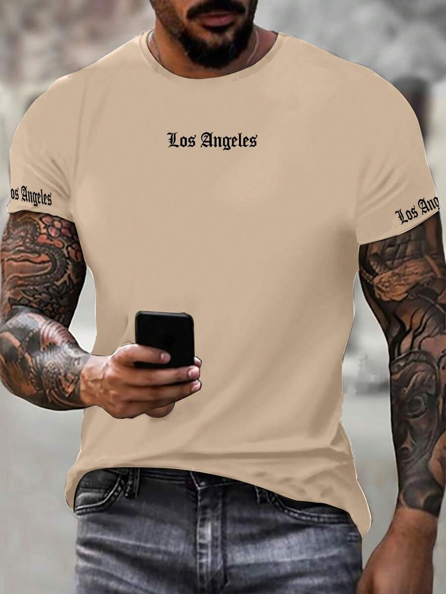 Manfinity LEGND T-shirt casual estiva da uomo con stampa di lettere a maniche corte