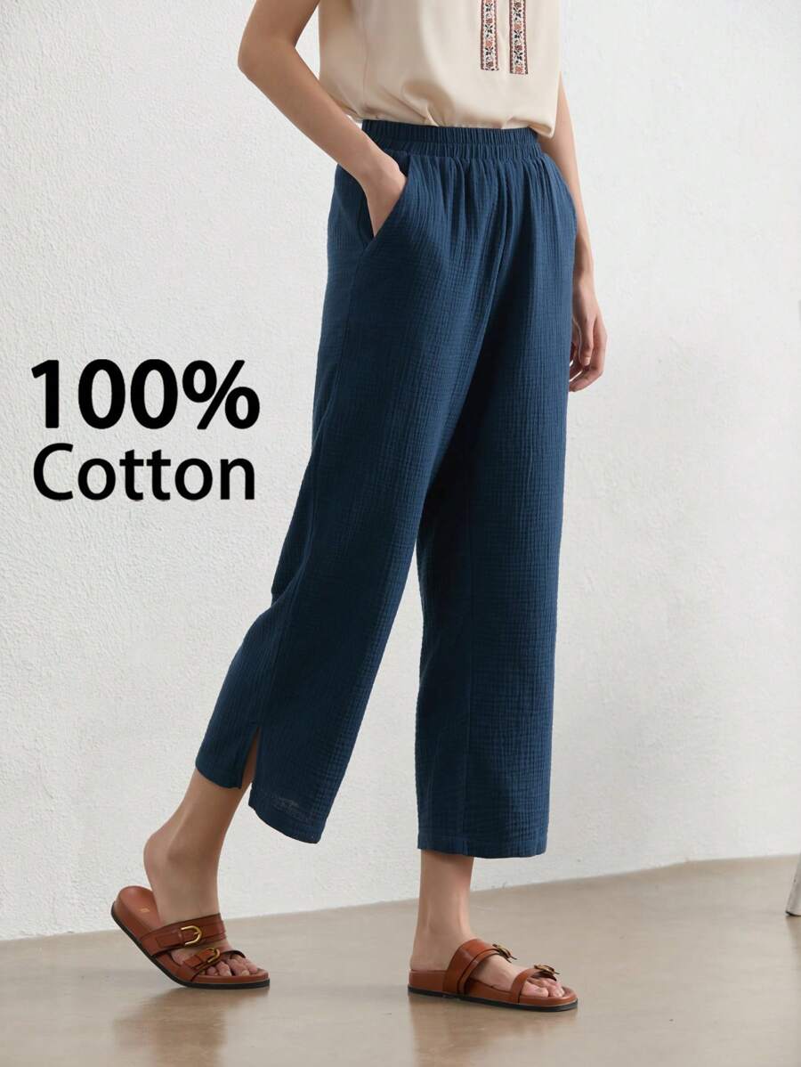 EMERY ROSE Pantaloni lunghi di colore unito alla moda da donna, adatti per l'estate