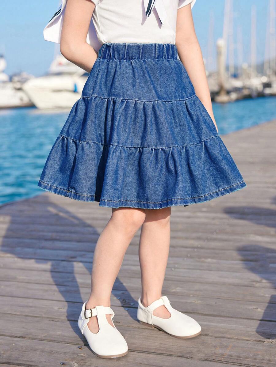 Joliand Joliand Young Girl Casual Loose Fit Denim Skirt