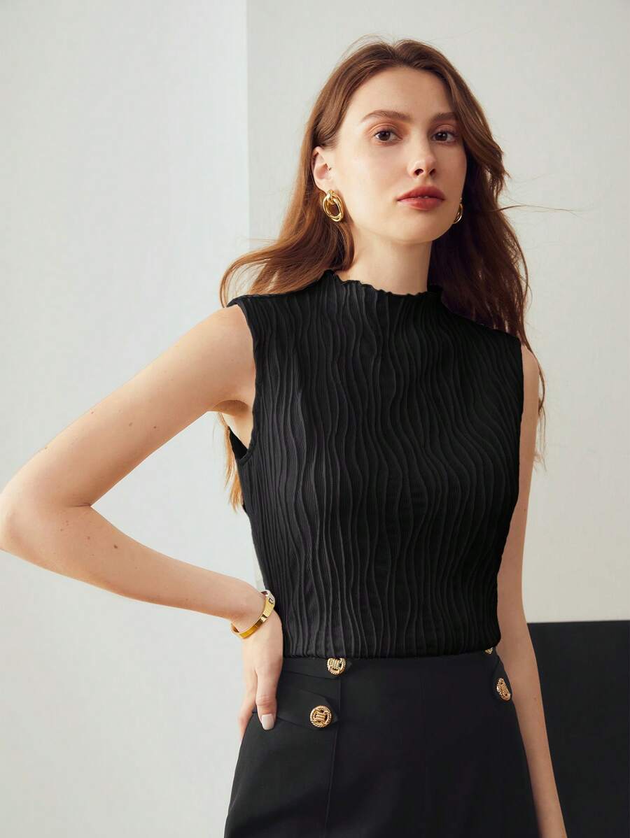 MOTF PREMIUM TEXTURED LETTUCE TRIM TANK TOP