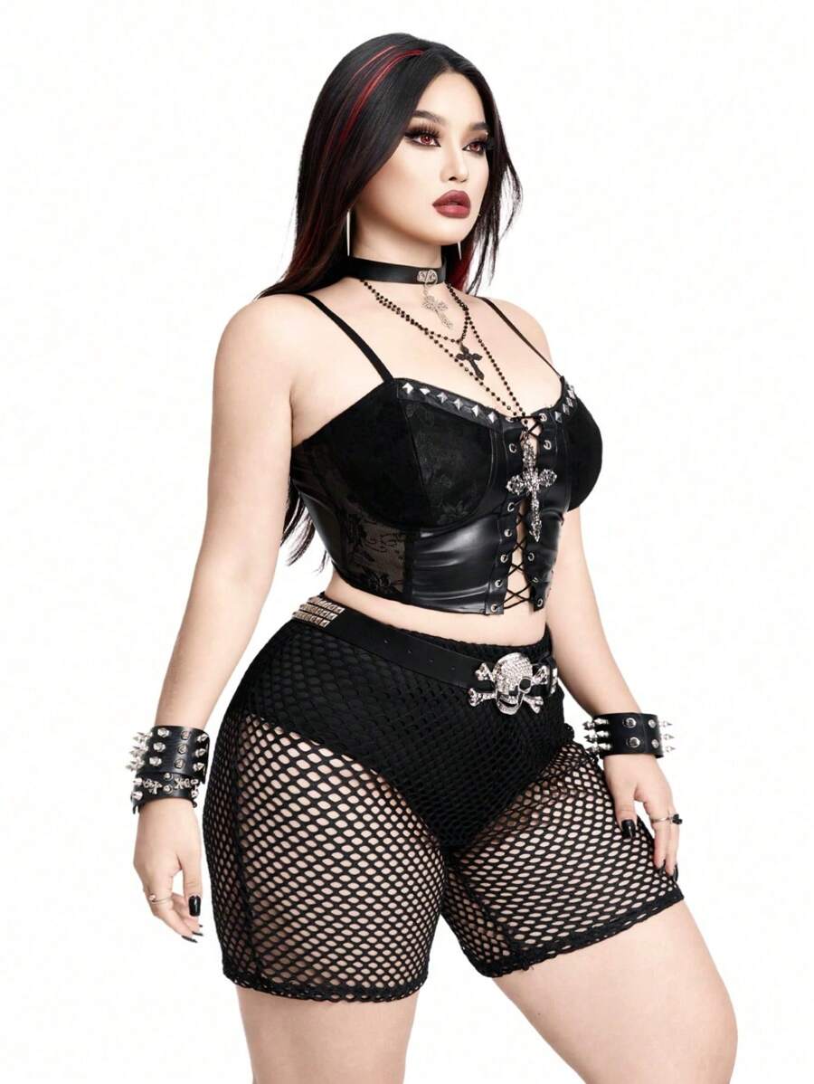 Whyspr Casual Punk Rave Coachella Plus Size Leggings