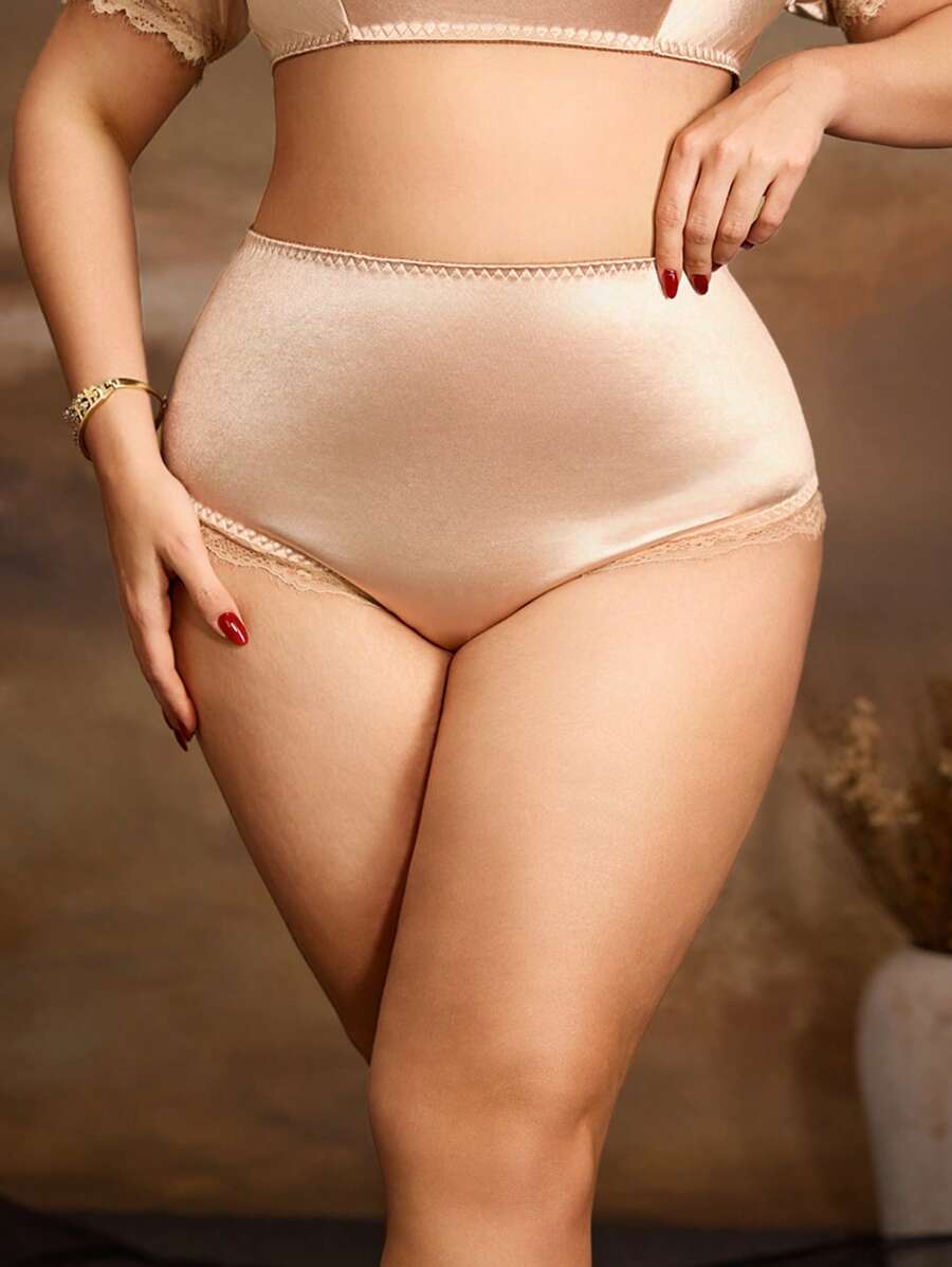 PinupGlam Große Größen Satin Spitzen Höschen, bequem und dehnbar
