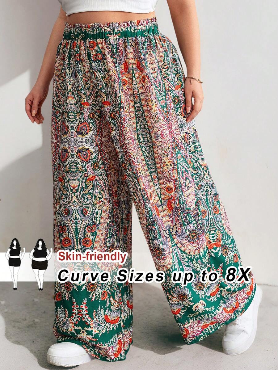 SHEIN CURVE+ Plus Size Loose Casual Pants, Suitable For Summer
