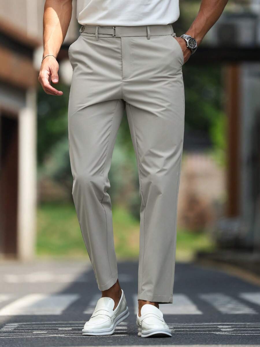 Manfinity Bizformal Pantalon droit décontracté de couleur unie avec poches