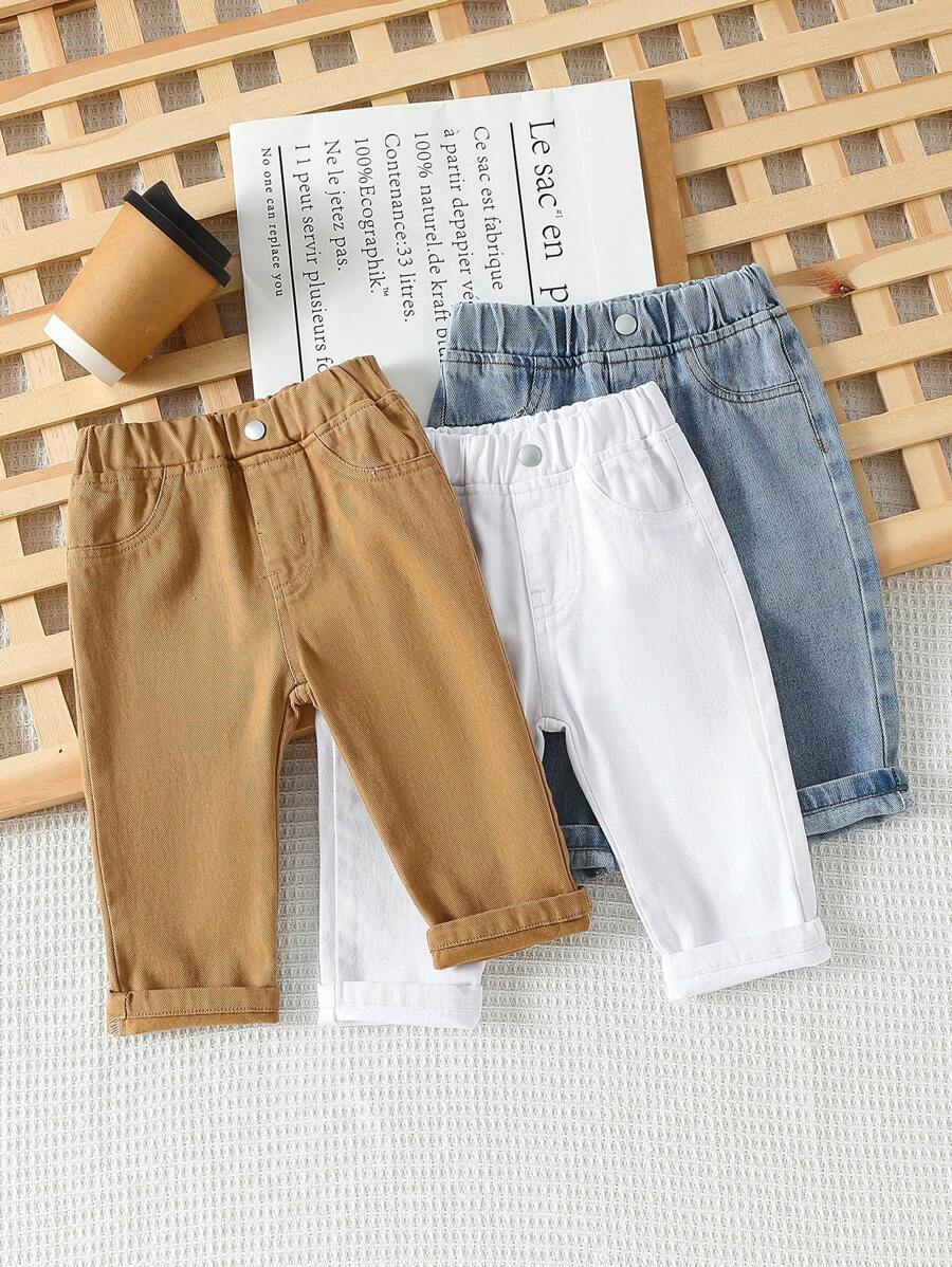 Conjunto de 3 pantalones vaqueros de niño de uso diario informales con cintura elástica