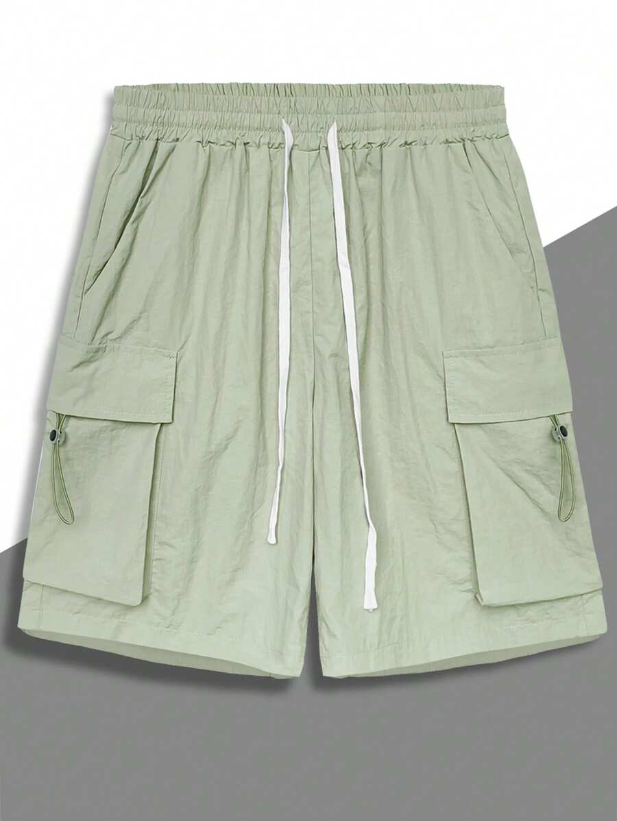 Manfinity Dauomo Pantalones cortos cargo casuales para hombres, corte holgado, minimalista, versátil, pantalones deportivos de verano