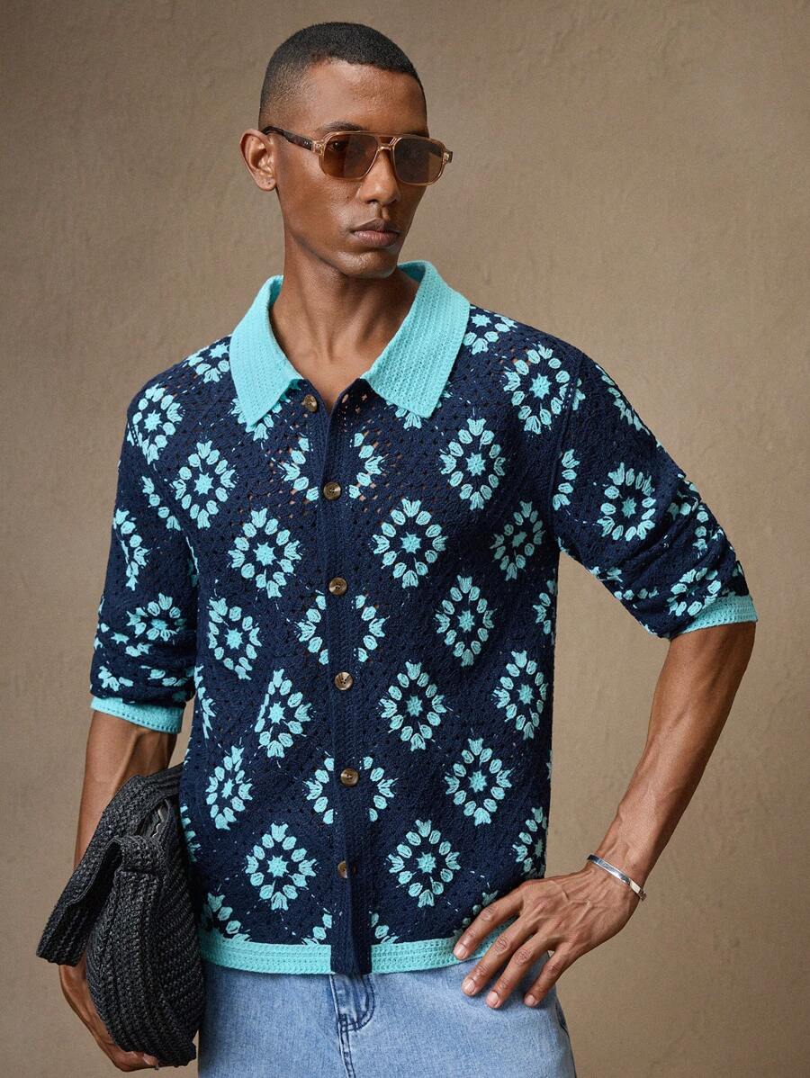AKNOTIC Business Casual Men's Fitted Shoulder Knit Pullover, Suitable For Spring & Autumn