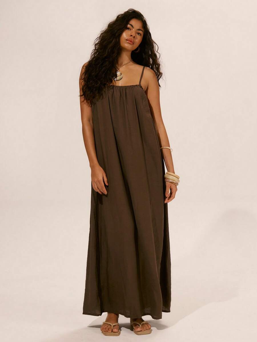 MUSERA Linen Strappy Baggy Column Maxi Dress Spring, Summer, Ibiza, Holiday, Cute, Romantic, Festival, Vacation Beachwear, Beach Unearthly
